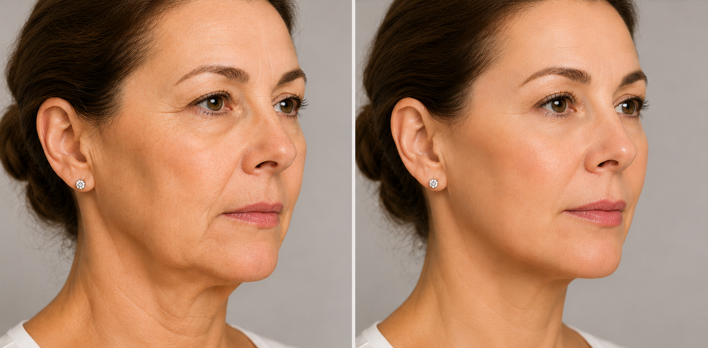 Provider administering a facial injectable treatment